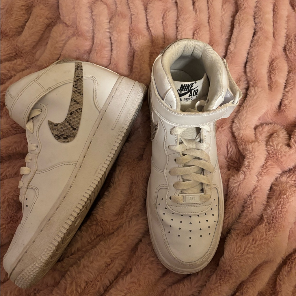 Nike White High-Top Sneakers With Gray Swoosh